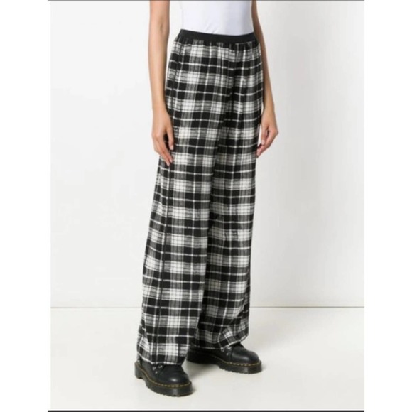 Marc Jacobs Silk Plaid Chiffon Wide Leg Pants Medium - Picture 1 of 8